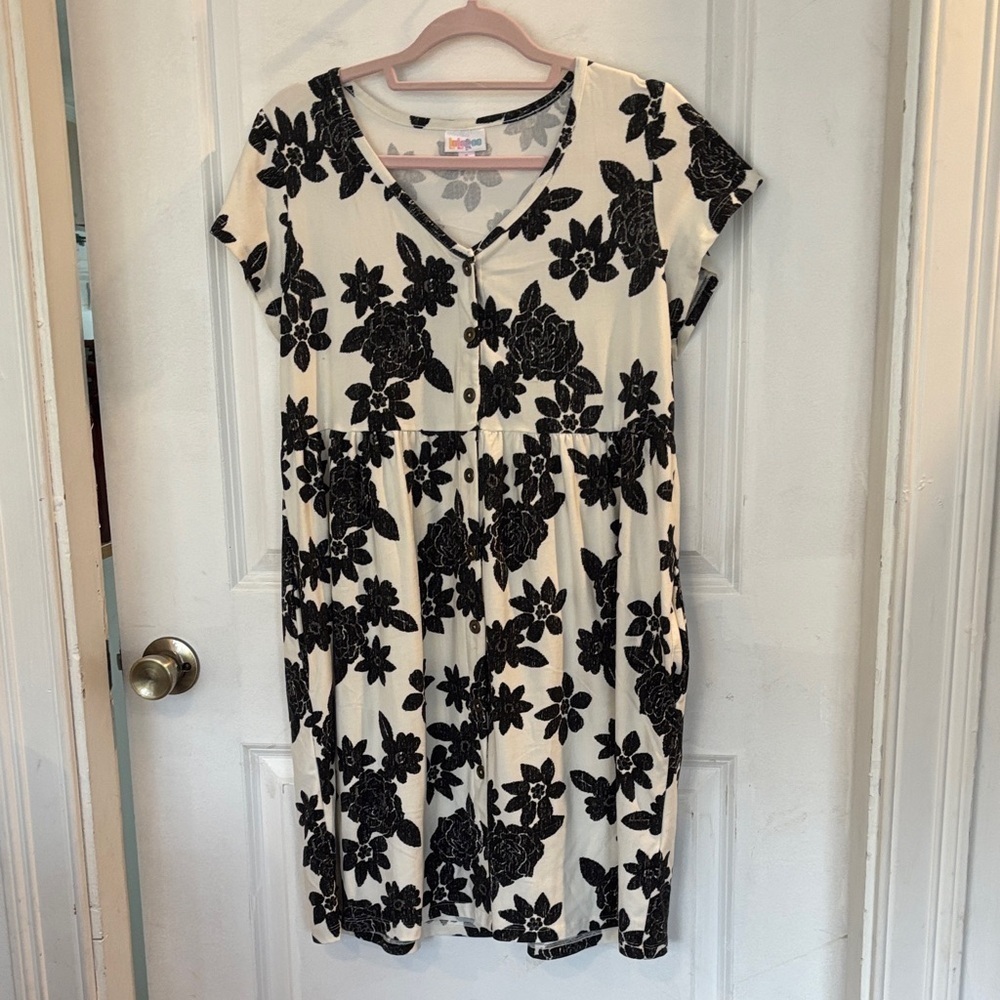 LuLaRoe Black and White Floral Mini Dress